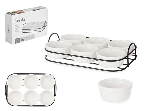 Set de 6 piezas de aperitivo con soporte de porcelana ideal