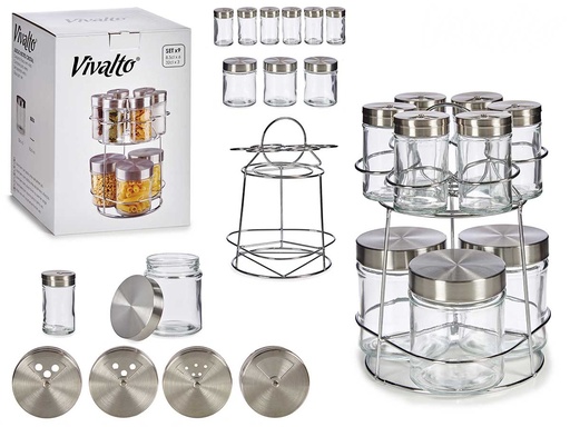 Set de botes de cristal con soporte metálico para tu organización