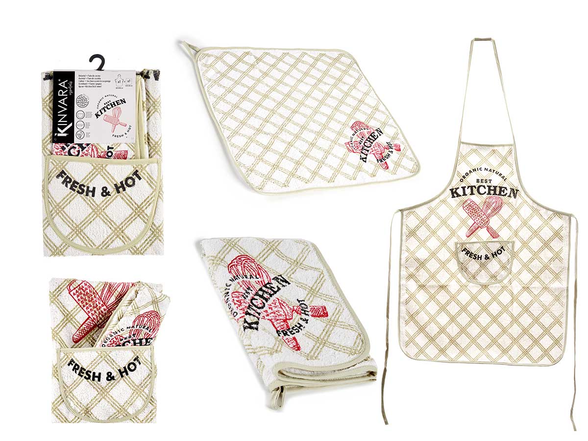 Set delantal paño cocina rizo fresh: Estilo y comodidad al cocinar