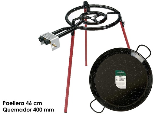 Set paellera esmaltada 46cm con quemador 400: ¡cocina deliciosa!