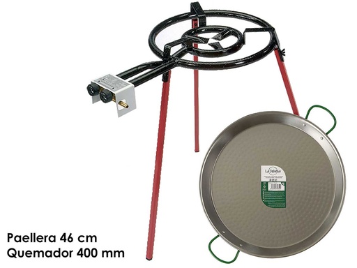 Set paellera pulida 46cm con quemador 400mm para cocinas perfectas