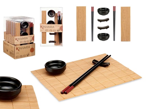 Set sushi cerámica y bambú 8 piezas: elegancia y sabor en casa