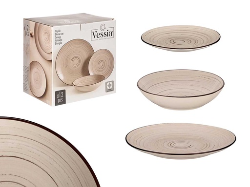 Set vajilla 12 pcs espiral tierra: Elegancia y estilo en tu mesa
