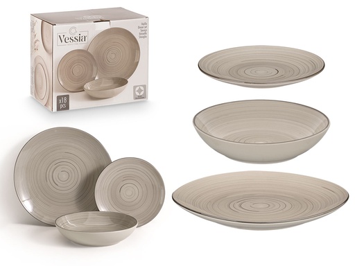 Set vajilla 18 pcs espiral gris: Elegancia y estilo para tu mesa