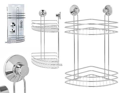 Soporte acero ducha esquinero 2 pisos con ventosa: orden y estilo