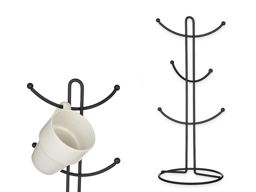 Soporte metal para 6 tazas negro: elegancia y organización perfecta