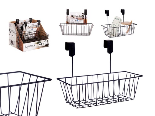 Soporte negro metal para perchas y cestas: organiza con estilo