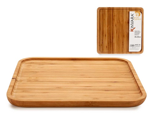 Tabla Grande Cuadrada de Bambú para Aperitivos: Estilo y Práctica
