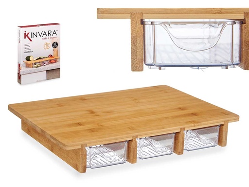 Tabla bambú 3 compartimentos: Organiza y decora tu cocina