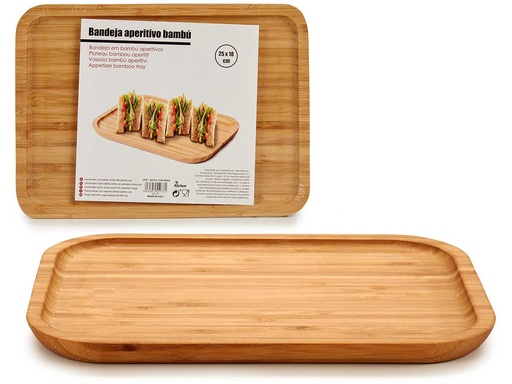 Tabla bambú pequeña rectangular ideal para aperitivos y picoteo