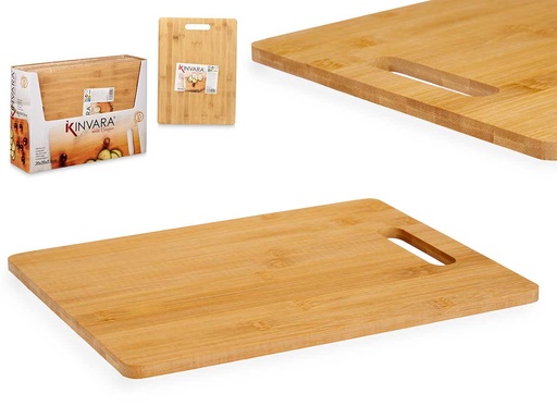 Tabla cortar bambú rectangular con asa, resistente y práctica