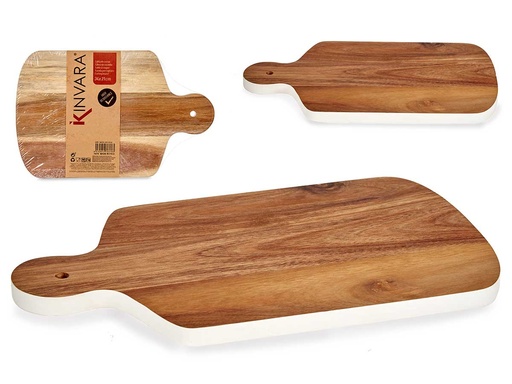 Tabla cortar madera con borde blanco, elegante y funcional 34cm