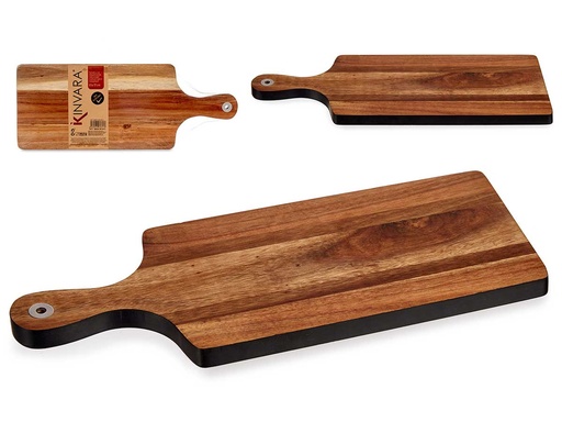 Tabla cortar madera con borde negro, diseño elegante y duradero