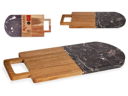 Tabla cortar madera y mármol negro con asa - Elegancia y funcionalidad