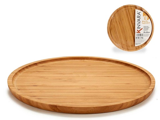 Tabla grande de bambú redonda para aperitivos: elegante y funcional