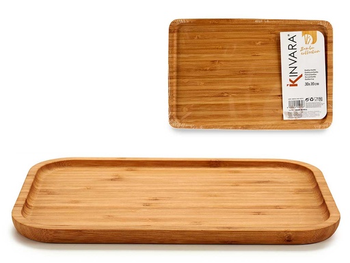Tabla rectangular de bambú mediana para aperitivos elegante y práctica