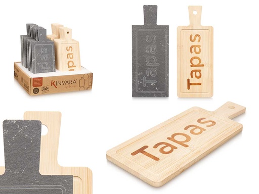 Tabla rectangulares de bambú con pizarra y tapas prácticas y elegantes