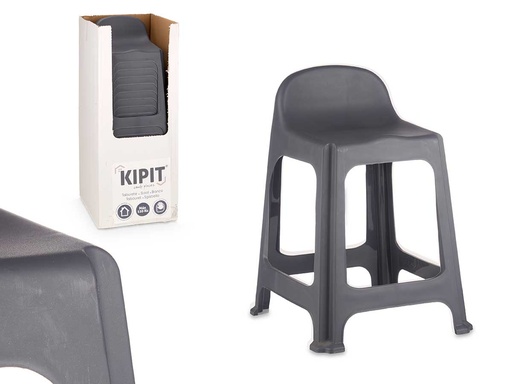 Taburete alto plast gris: diseño moderno y comodidad garantizada