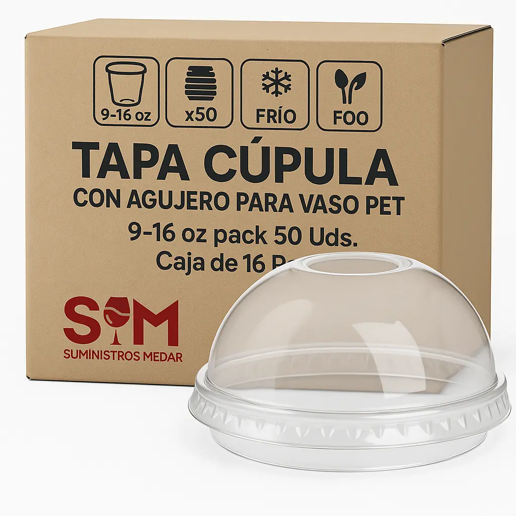 Tapa Cúpula con Agujero para Vaso PET