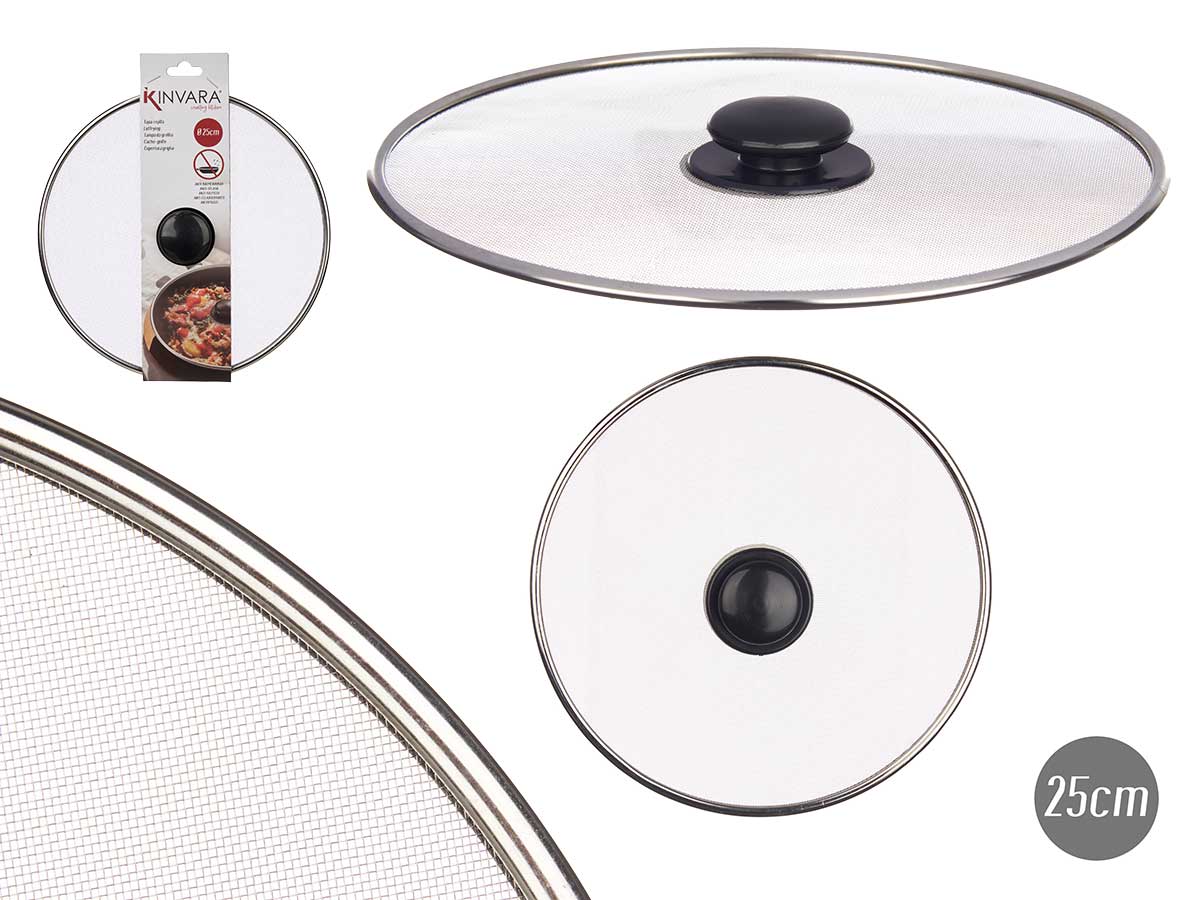 Tapa sartén acero rejilla 25cm: cocina fácil y sin salpicaduras