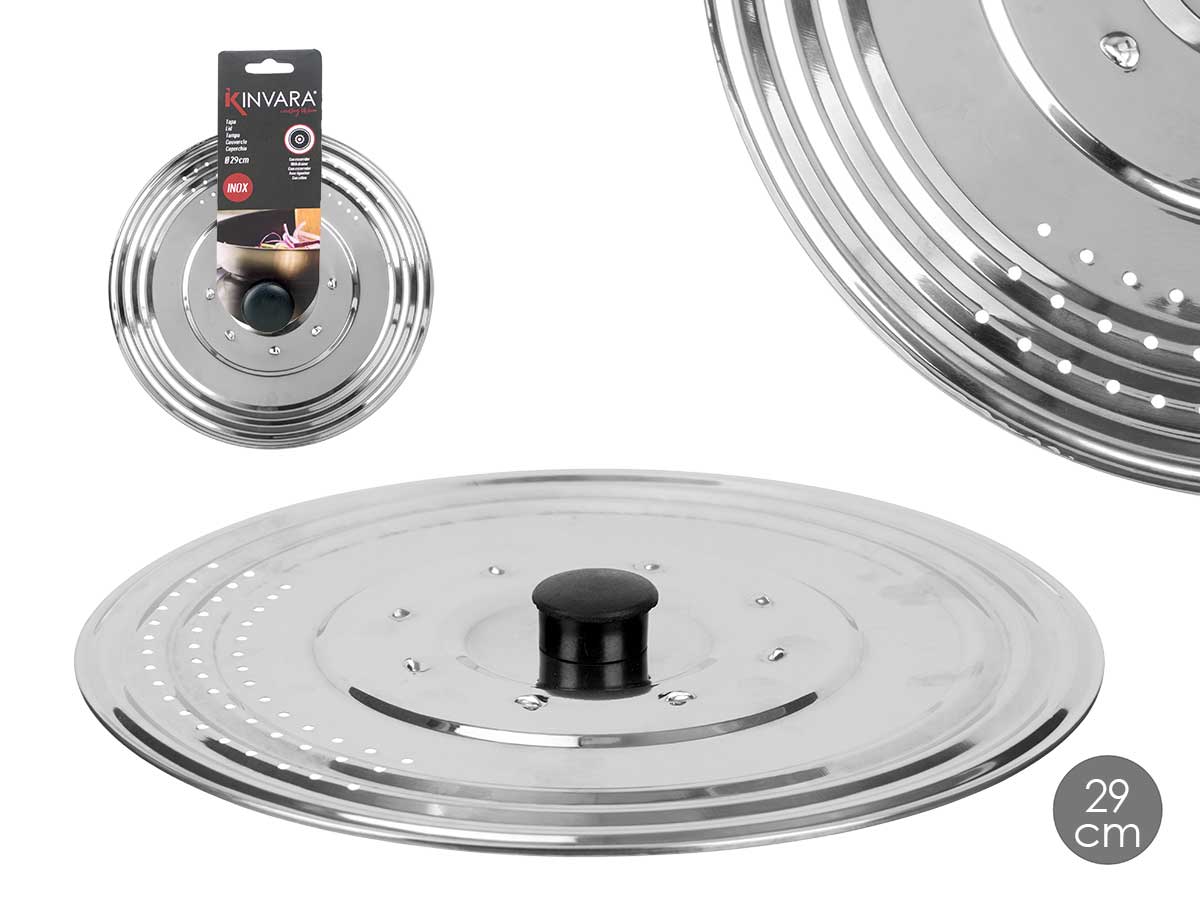 Tapa sartén metal con escurridor 29 cm: cocina fácil y rápida