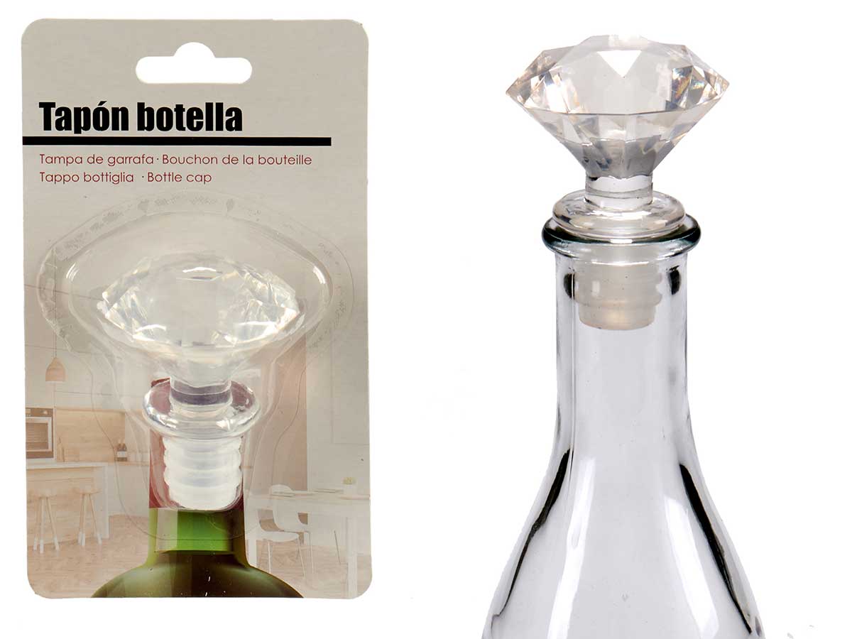 Tapon botella diamante transparente: estilo y sellado perfecto