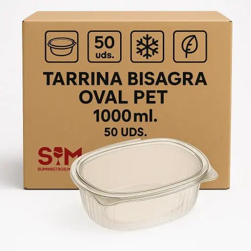 Tarrina Bisagra Oval PET 1000ml