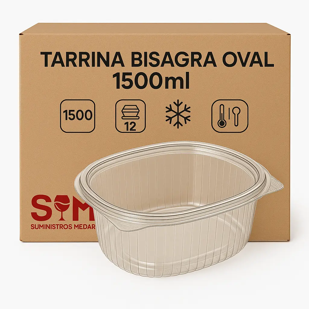 Tarrina Bisagra Oval PET 1500ml