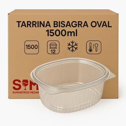 Tarrina Bisagra Oval PET 1500ml