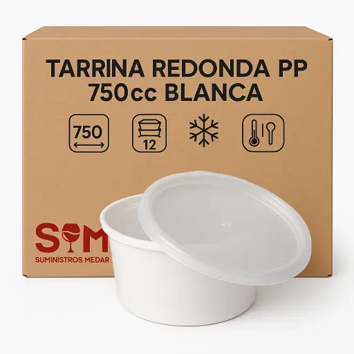 Tarrina Redonda PP 750cc Blanca
