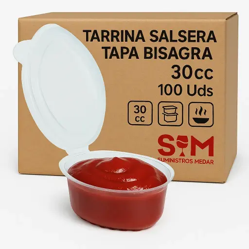 Tarrina Salsera Tapa Bisagra 30cc