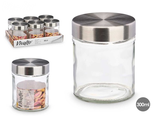 Tarro cristal redondo con tapa de acero: ideal para conservar 300ml