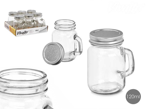 Tarro cuadrado de cristal con tapa y asa, ideal para almacenar 120ml