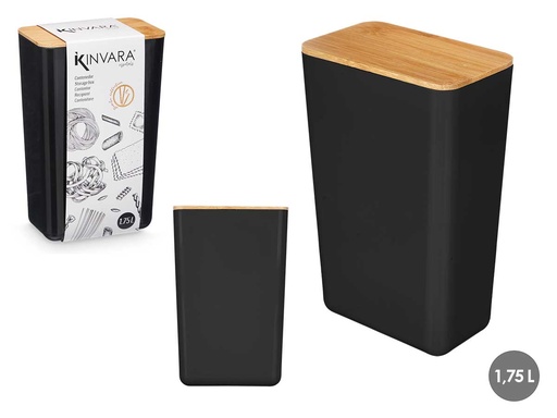 Tarro rectangular alto negro 1,75l: ideal para almacenamiento elegante