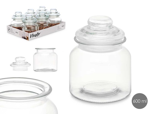 Tarro redondo liso con tapa de cristal: ideal para almacenar