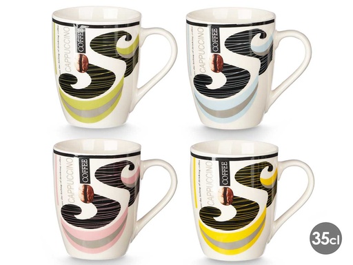 Taza Ondas Surtidas en 4 Colores, Resistente y Practica de 350ml