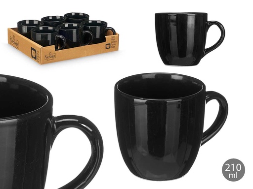 Taza café con leche negra de 210 ml: Estilo y sabor en cada sorbo