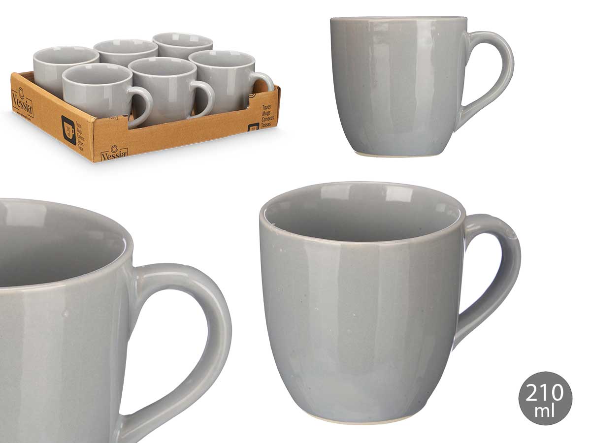 Taza de café con leche gris 210 ml: Estilo y Funcionalidad Diaria