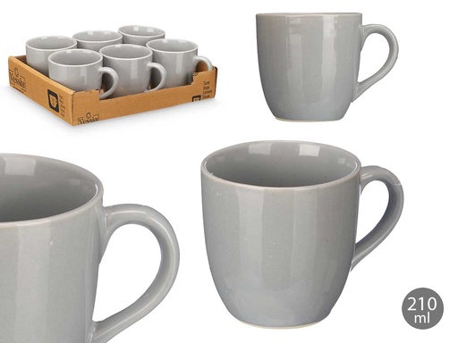 Taza de café con leche gris 210 ml: Estilo y Funcionalidad Diaria