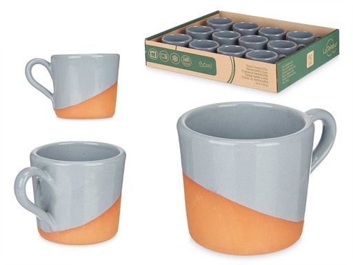 Taza de café de barro 80ml con asa gris, estilo y calidez en tu hogar