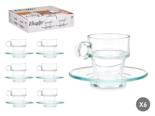 Taza de vidrio para café de 90ml con plato: Elegancia y estilo