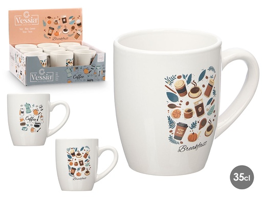 Taza porcelana breakfast surtida de 350 ml, ideal para tus desayunos