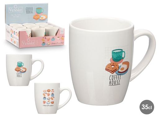 Taza porcelana coffee house surtida de 350ml, elegancia y estilo