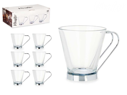 Taza vidrio con asa metal 140 ml: elegancia y funcionalidad diaria