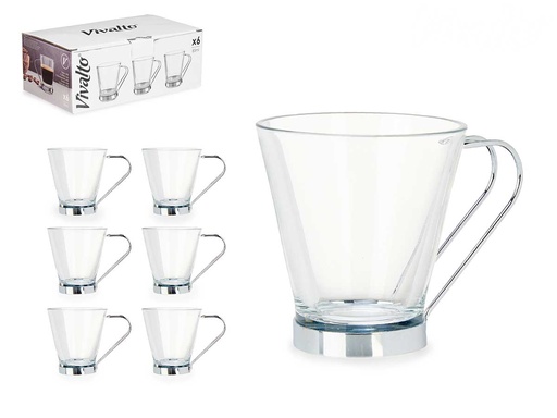 Taza vidrio con asa metal 85 ml: ideal para disfrutar tu café