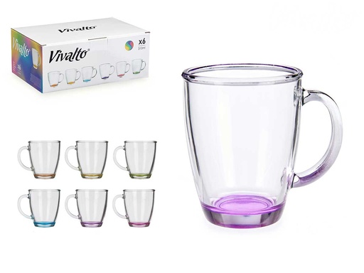 Taza vidrio desayuno color 310 ml con asa: Estilo y funcionalidad
