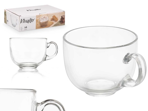 Tazón Desayuno Cristal Asa Jumbo 470ml: Ideal para Tus Comidas Días