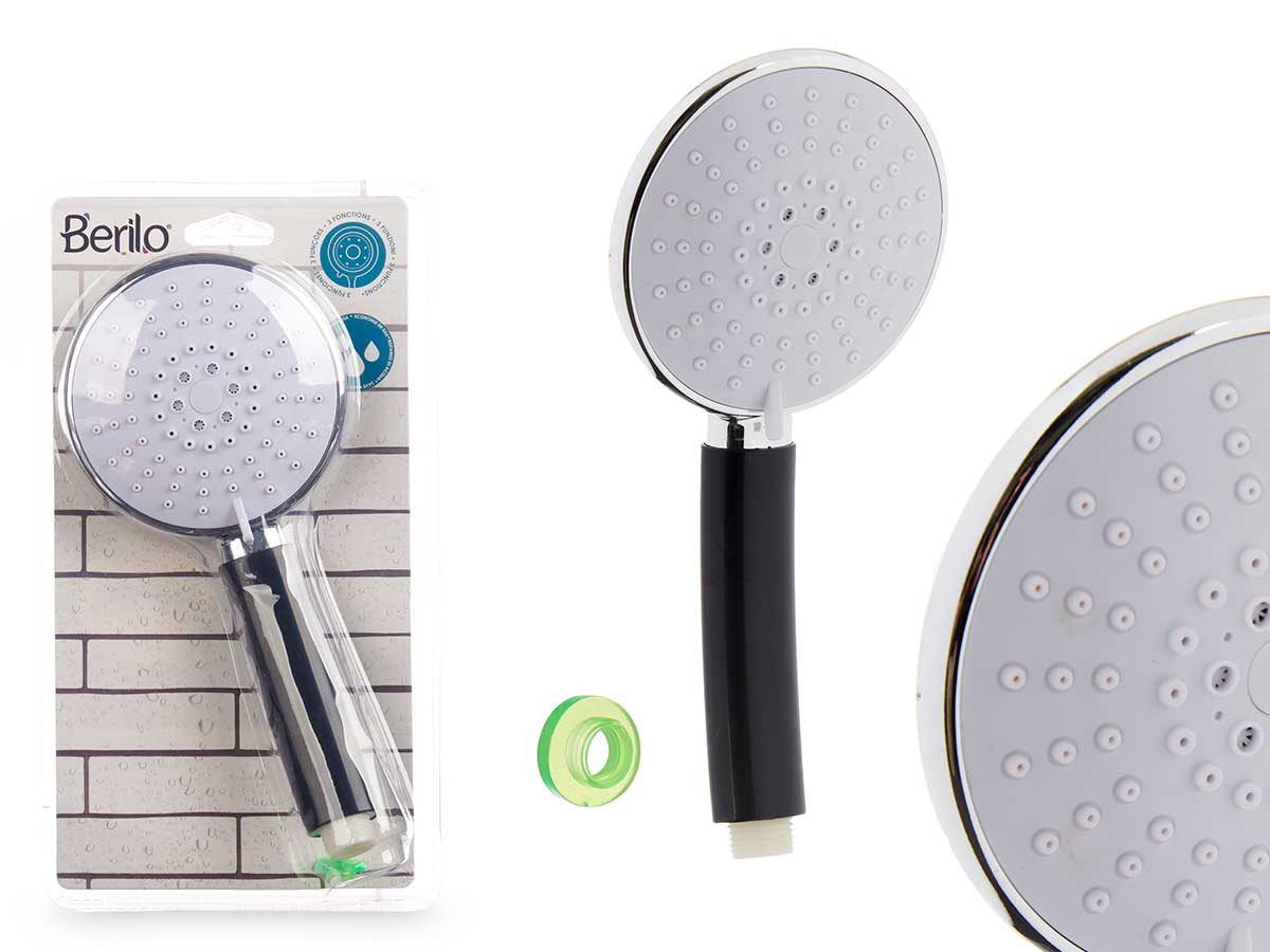 Teléfono de Ducha Negro con 3 Funciones para una Experiencia Única
