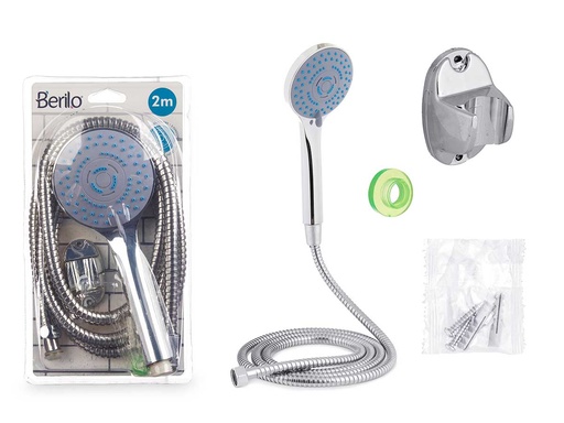 Teléfono de ducha con manguera de 2 m y base gris mate elegante
