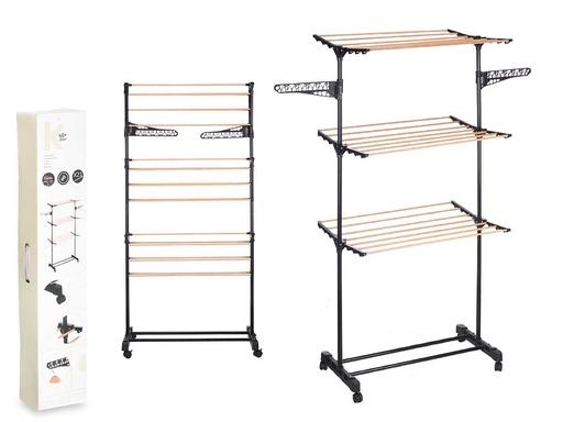 Tendedero negro efecto madera: optimiza espacio con estilo